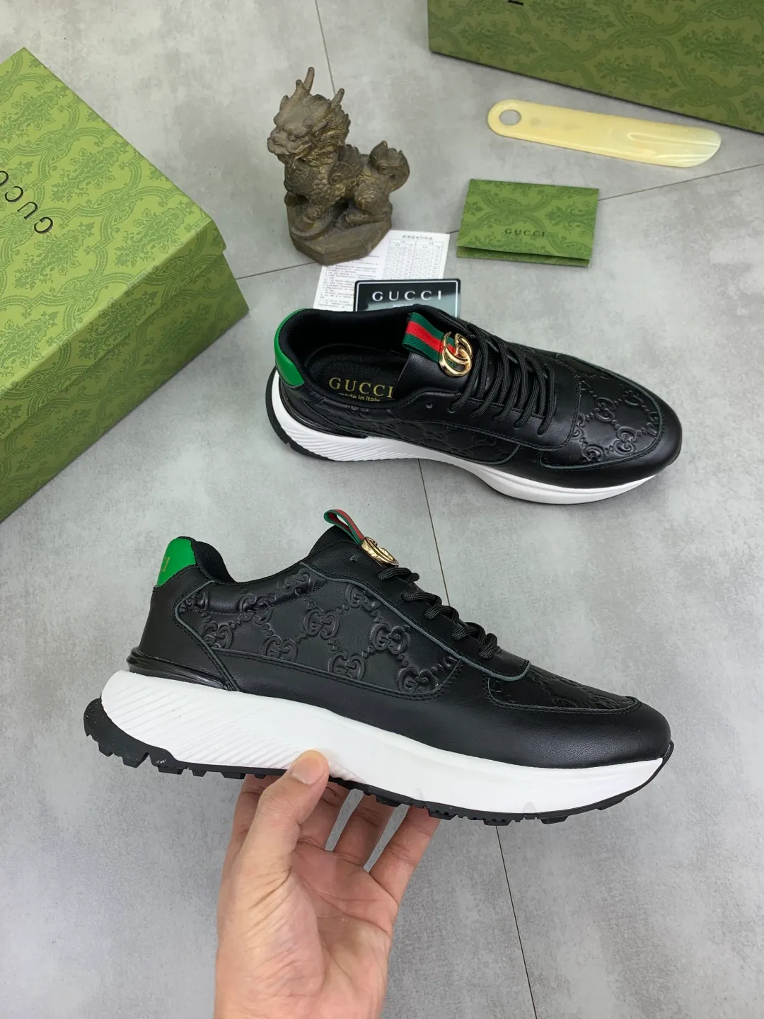 Men's men's shoes 💰P460💰[New model] (GUCCI) official website's latest 🎁🎁casual and fashionable men's shoes👟, hot style 💥 style is simple and elegant, exclusive for trendy men. Unique official website's latest brand double G element Elements 👑 Original Gucci decoration, fashionable and generous, fabric original calfskin ✅ fully imported first-layer pigskin lining, official website designated wear-resistant, lightweight original rubber casual outsole, classic model taken in real life 🎬38-44 (45 customized) 2️⃣ colors available